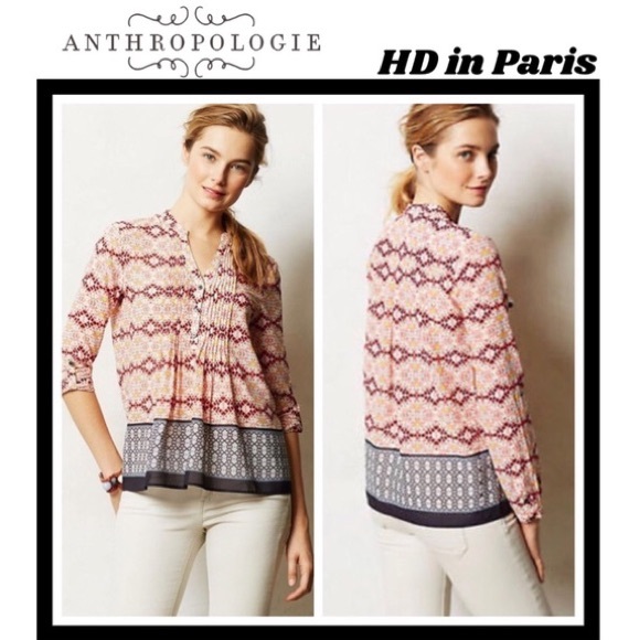 Anthropologie Tops - Anthropologie HD in Paris Red and Pink Blouse / 2 / Excellent condition
